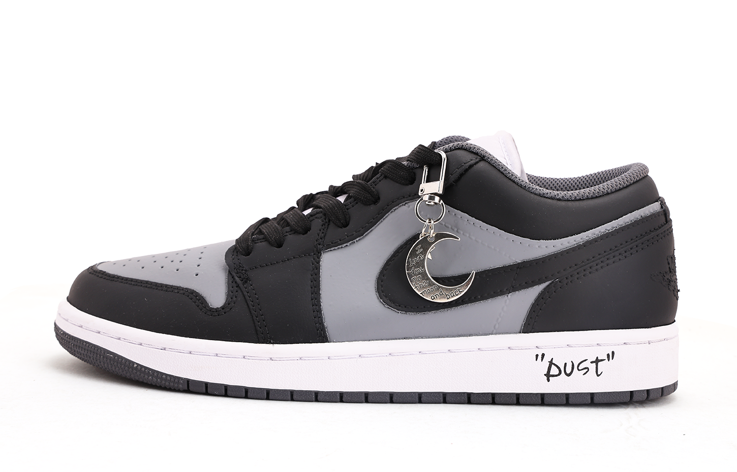 Jordan Air Jordan 1 Abrasion Resistant Coverage Low top Vintage Basketball Shoes Unisex Black Gray