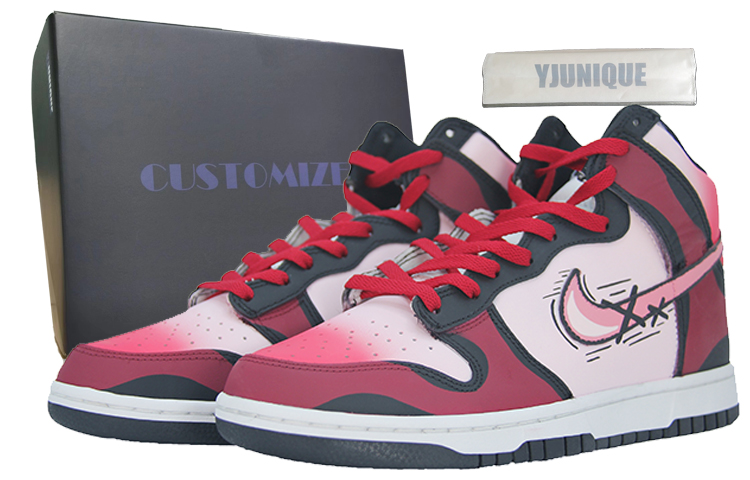 Nike Dunk Slip Resistant, Abrasion Resistant, Lightweight High Top Skateboard Shoes Men's Red Pink