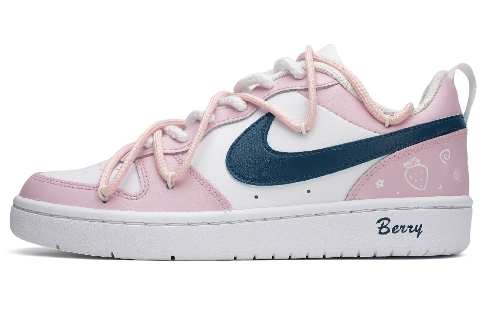 Nike Court Borough Low 2 Slip-Resistant Cushioning Wear-Resistant Low-Top Skateboard Shoes GS Pink