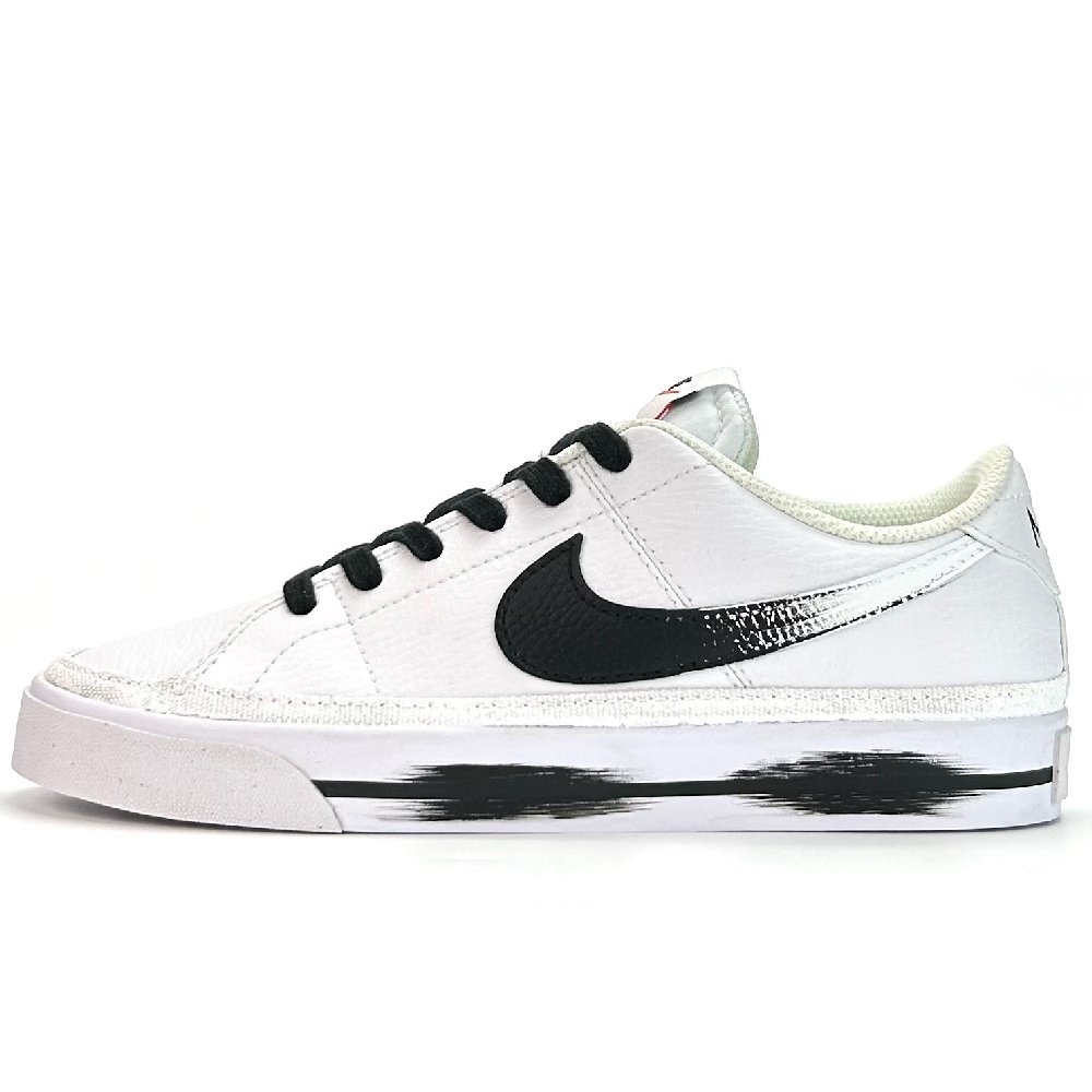 Nike Court Legacy Mountain Double Painting Wear resistant And Lightweight Low Top Skateboard Shoes Unisex Black White