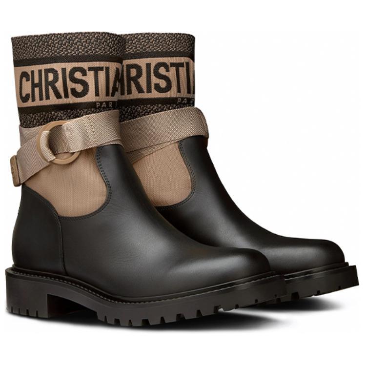 DIOR D-Major Ankle Boots Women's Taupe/Black