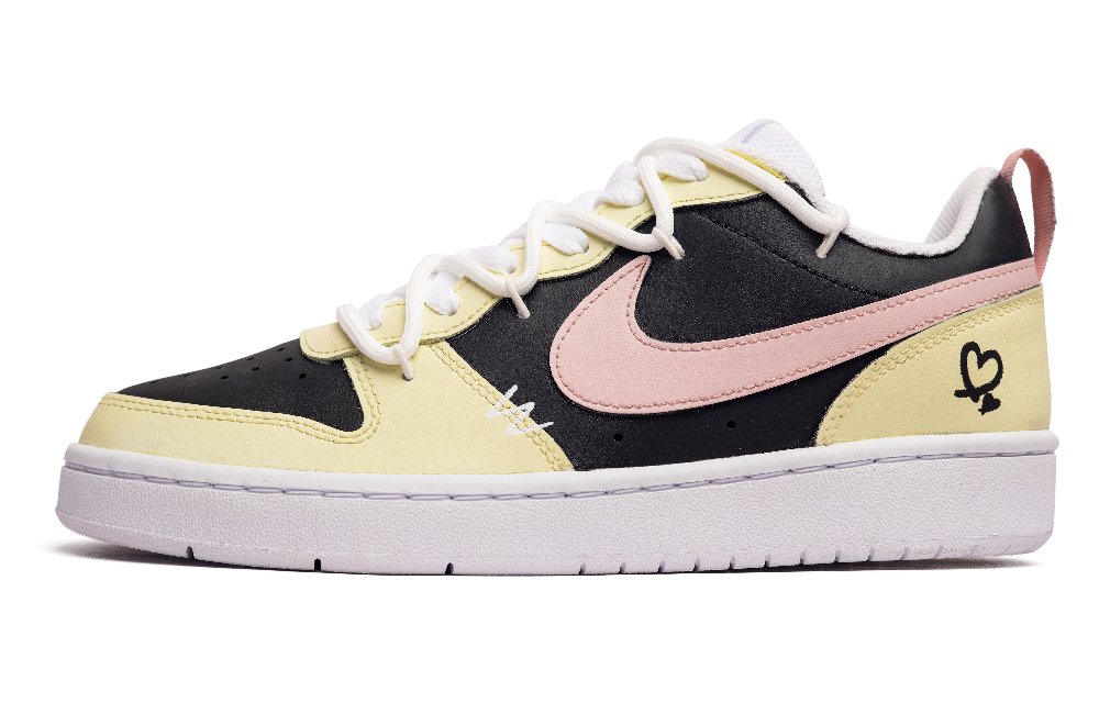 Nike Court Borough Low Anti-Slip Wear-Resistant Low-Top Skateboard Shoes GS Black Yellow