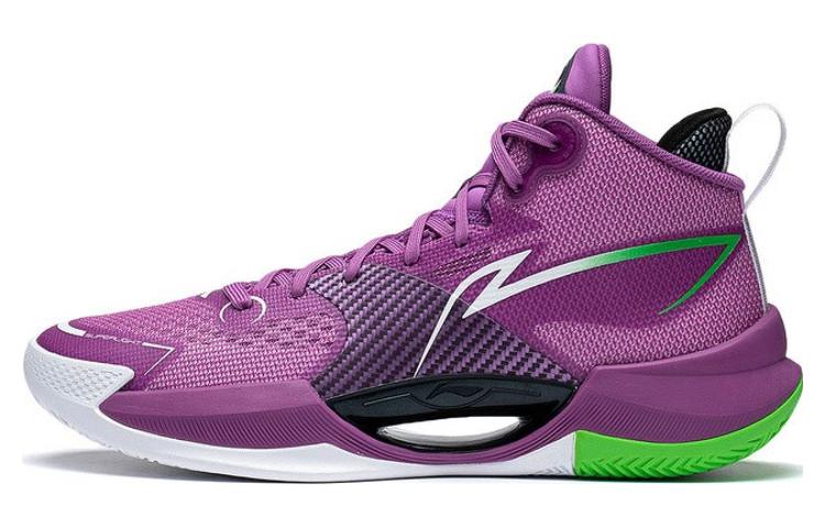 LiNing Ultra Light Cushioning Anti-Slip And Wear-Resistant Mid-Top Basketball Shoes Men's Freesia Purple