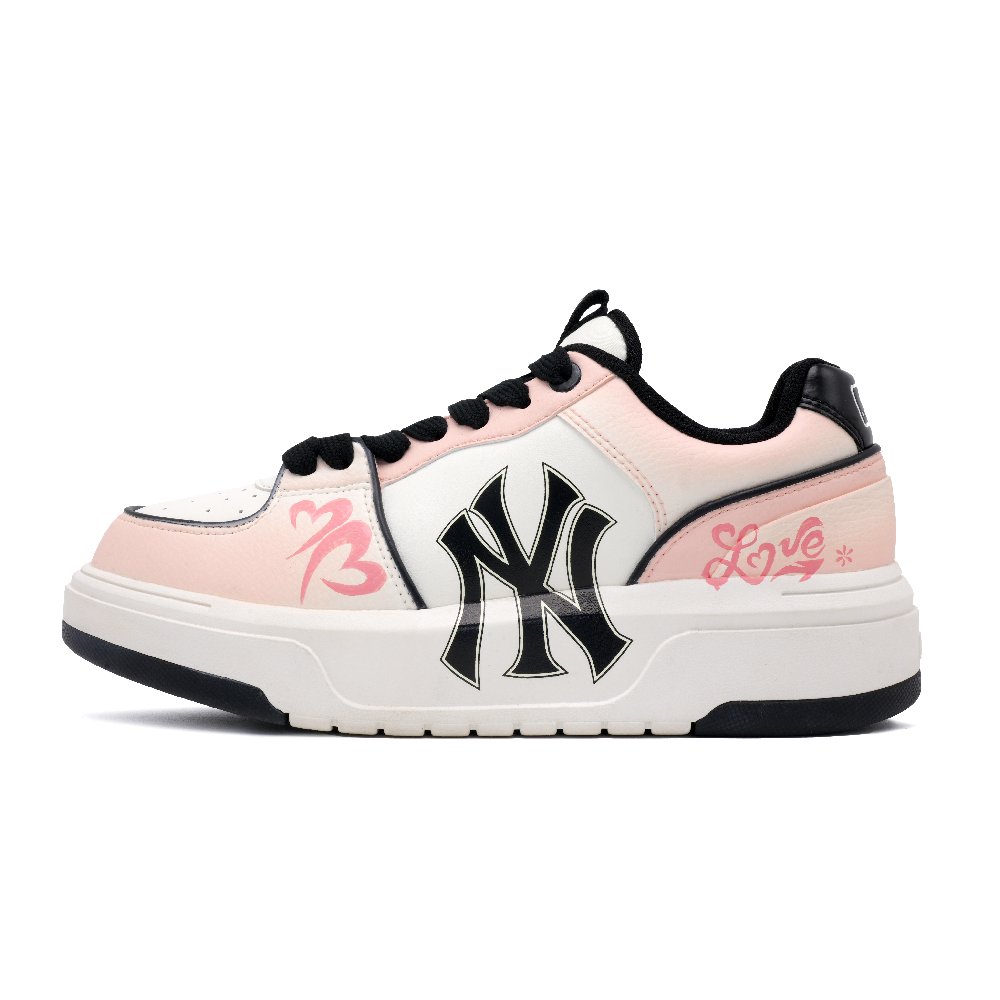MLB Chunky Liner Heart Of Pink Love Anti Slip And Wear Resistant Height Increasing Low Top Skateboard Shoes Unisex Pink