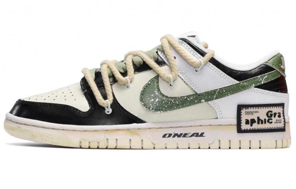 Nike Dunk Low-Top Skateboard Shoes Women's Black White Yellow