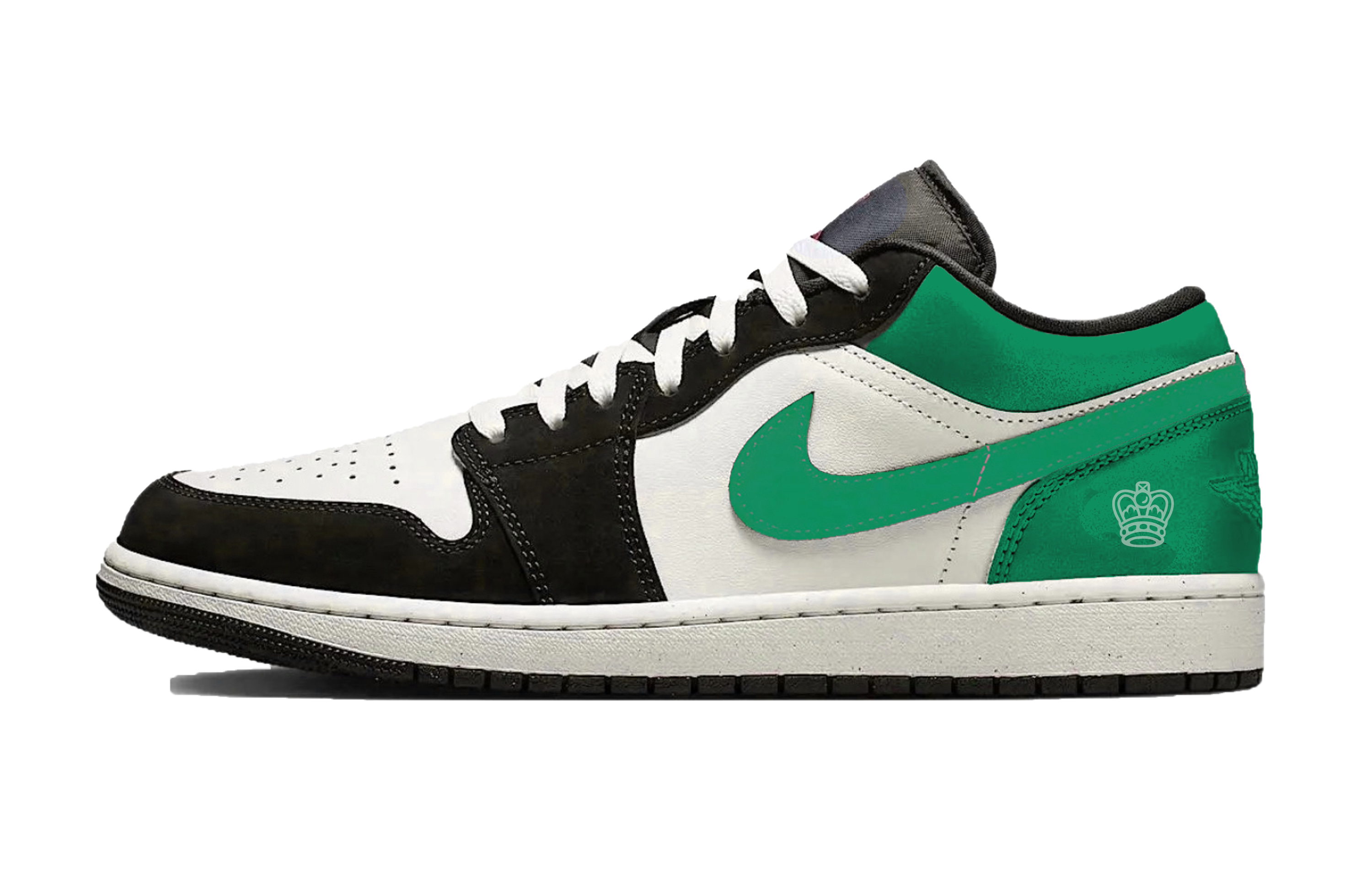 Jordan Air Jordan 1 Crown Abrasion Resistant Low top Vintage Basketball Shoes Unisex White Green