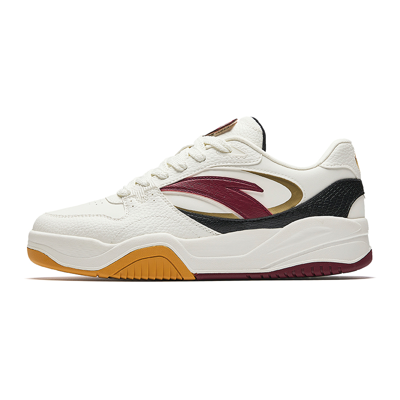 ANTA Wave Skateboard Shoes Men's Low Top Ivory White/Black/Litchi Red