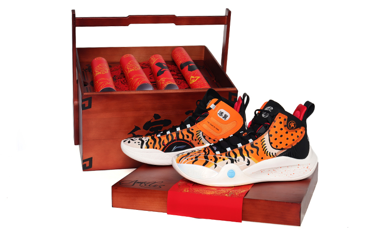 LiNing CJ-1 CJ 1 Cushioning Anti-Slip And Wear-Resistant Coverage Support Mid-Top Basketball Shoes Men's Black Orange