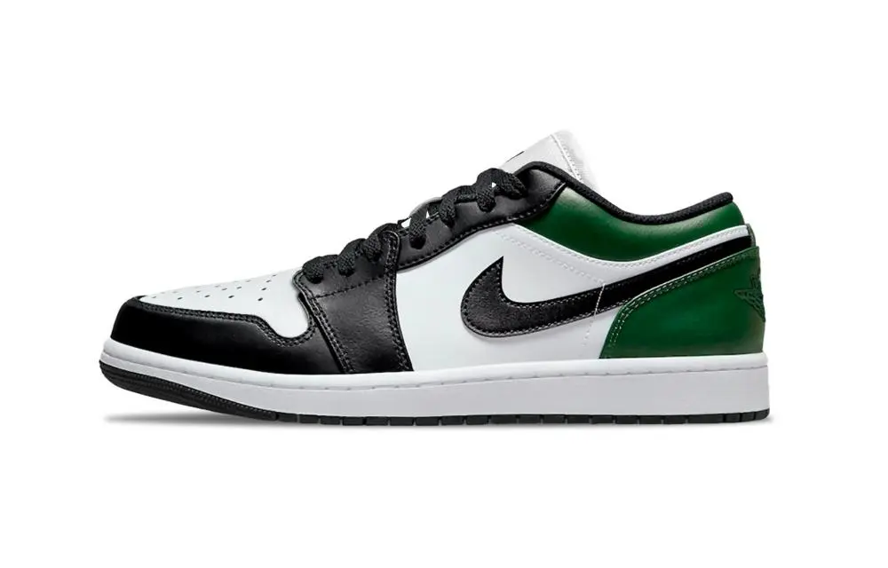 Jordan Air Jordan 1 Green Toe Support Low top Vintage Basketball Shoes Unisex Black Green