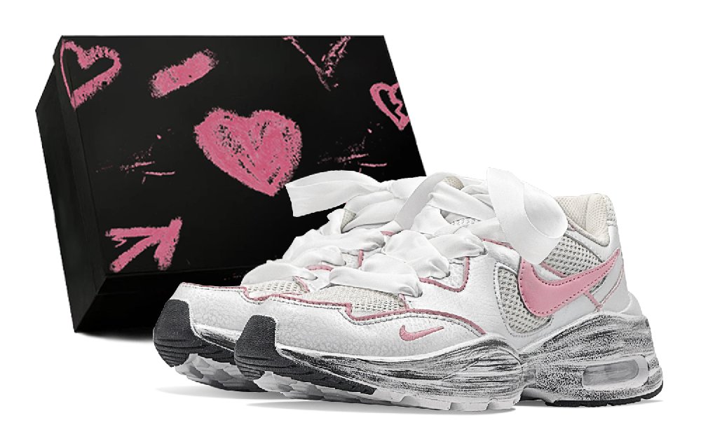 Nike Air Max Fusion Anti-Slip Wear-Resistant Low-Top Running Shoes Women's Silver Pink