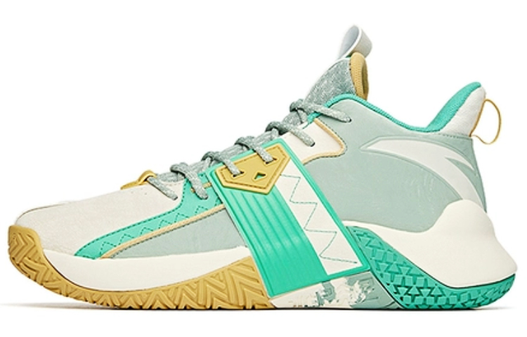 Anta Cement Busters KT Cushioning Anti-Slip And Wear-Resistant Low-Top Basketball Shoes Men's Green White Yellow