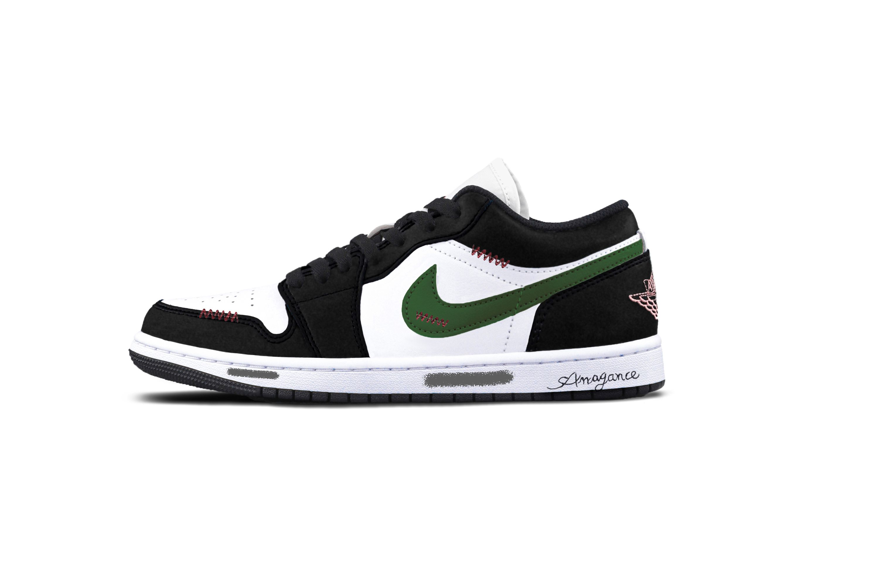 Jordan Air Jordan 1 Cushioning, Wear Resistant Low top Vintage Basketball Shoes Unisex Black Green