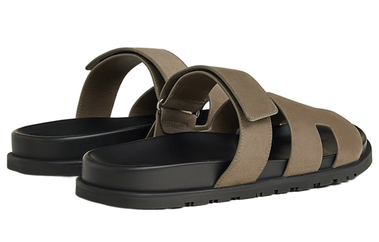 HERMES Chypre Slide Slippers Men's Khaki