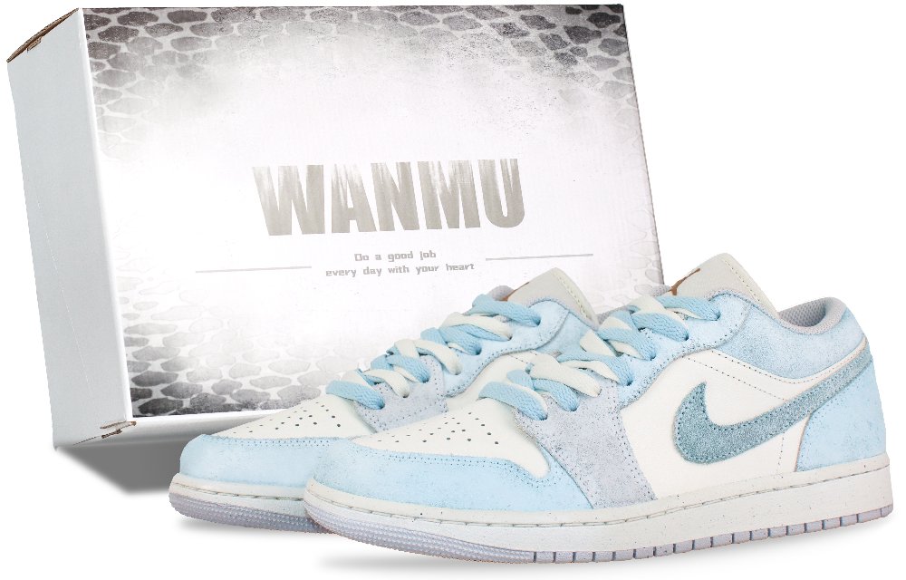 Jordan Air Jordan 1 Mint Bubble Slip Resistant Low Top Skateboard Shoes Unisex Blue White