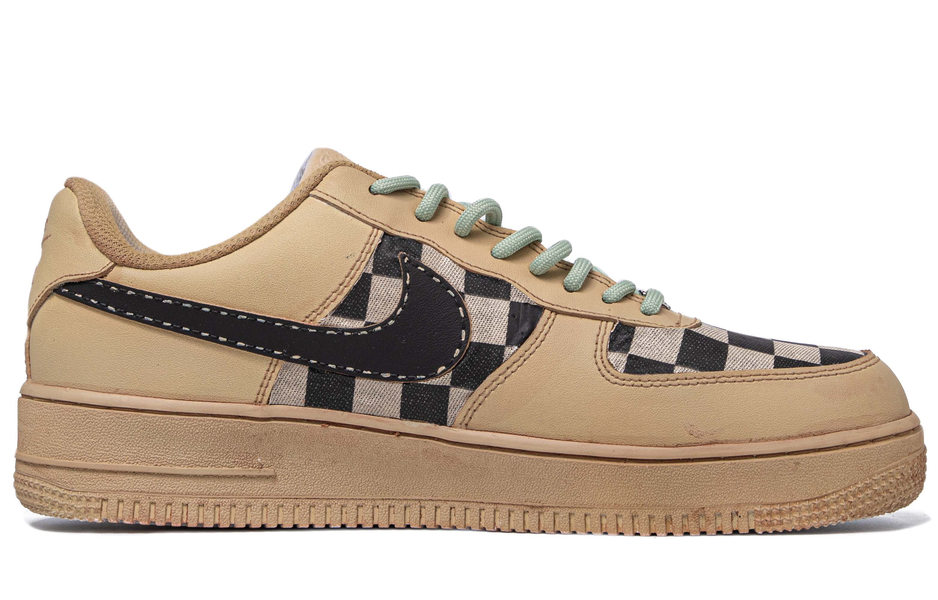 Nike Air Force 1 Coverage Slip Resistant Low top Skateboard Shoes Men's Beige White Brown