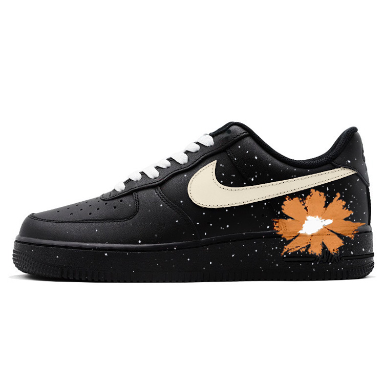 Nike Air Force 1 07 Anti Slip Wear Resistant Low Top Skateboard Shoes Unisex Orange Black