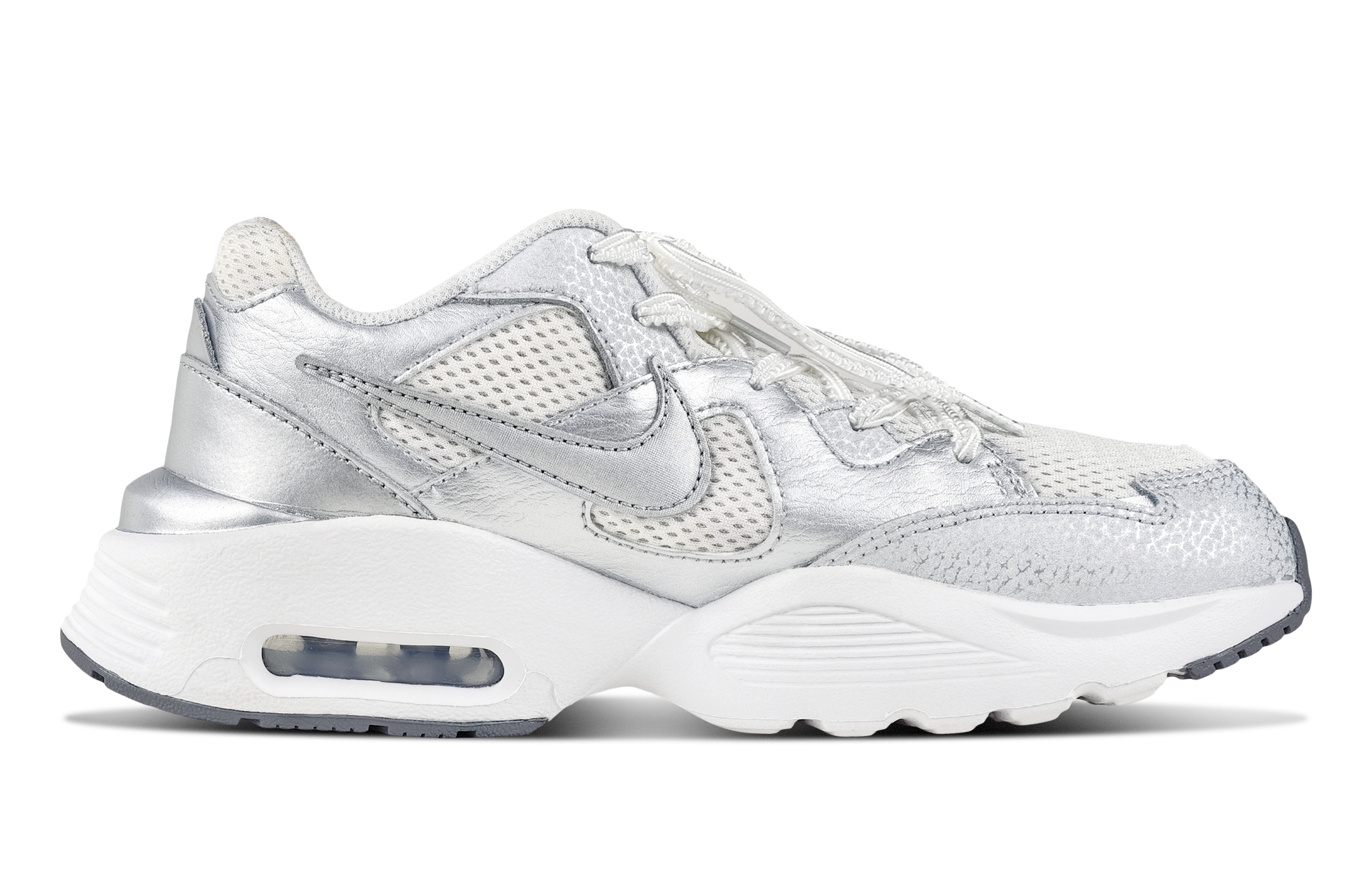 Nike Air Max Fusion Cushioning Abrasion Resistant Breathable Low Top Running Shoes Women's Silver