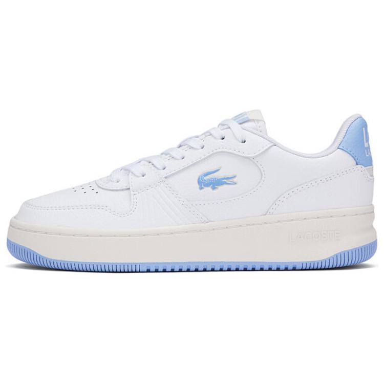 LACOSTE Wear-Resistant Low-Top Skateboard Shoes Women's Ecru Light Blue