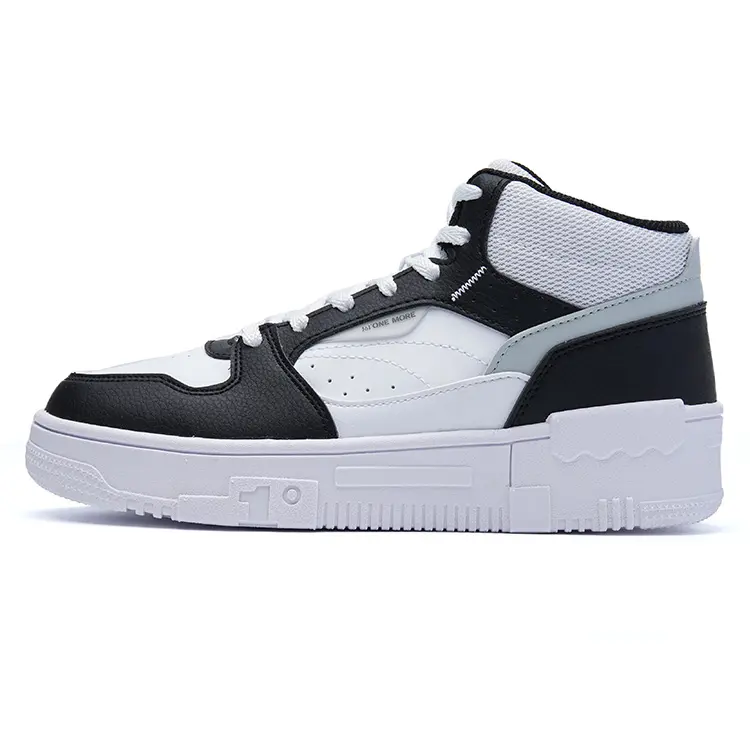 361° Abrasion Resistant Shock Absorbers Mid top Skateboard Shoes Women's Black White