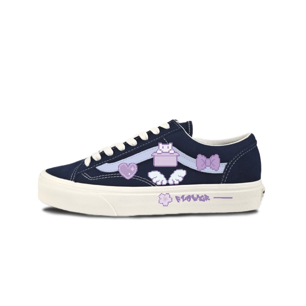 Vans Style 36 Suede Anti Slip Wear Resistant Low Top Skateboard Shoes Unisex Black Purple