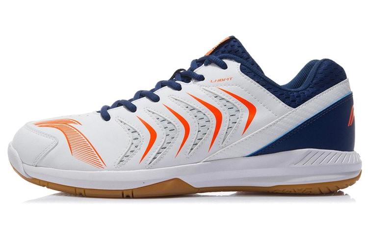 LiNing Cushioning Wear-Resistant Rebound Low-Top Badminton Shoes Men's White Blue