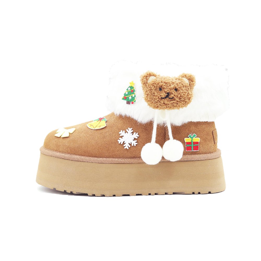 UGG Warm Height Increasing Short Snow Boots Women's White Brown
