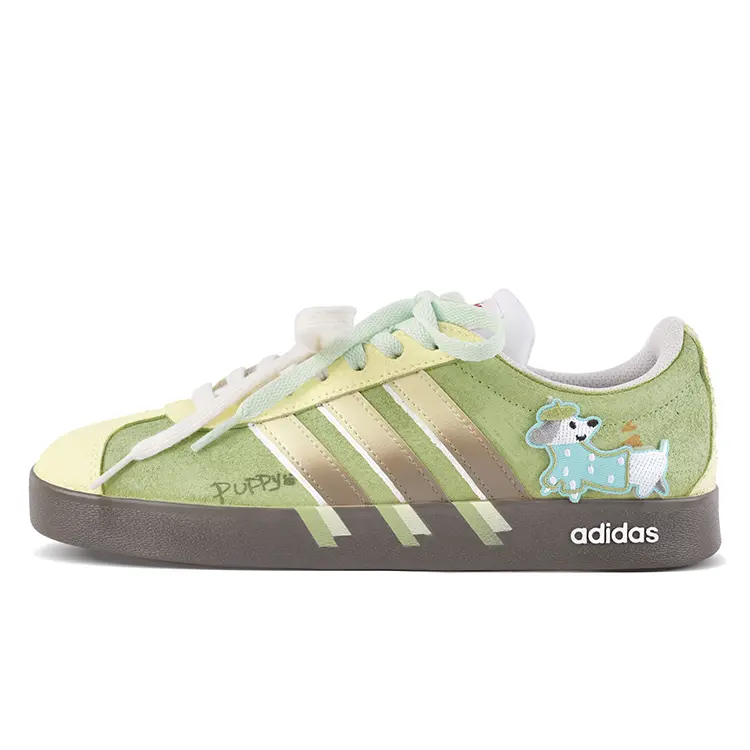 Adidas VL COURT 2.0 Cushioning, Wear Resistant Low top Skateboard Shoes Unisex Green Yellow