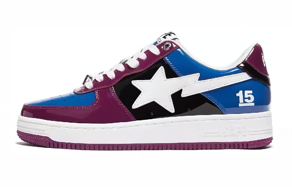 A BATHING APE STA Stylish Skateboarding Shoes Men's Blue Purple Limited Edition Numbered Edition