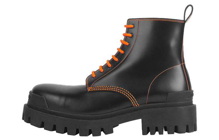 Balenciaga Strike 20mm Lace up Martin Boots Black/Orange