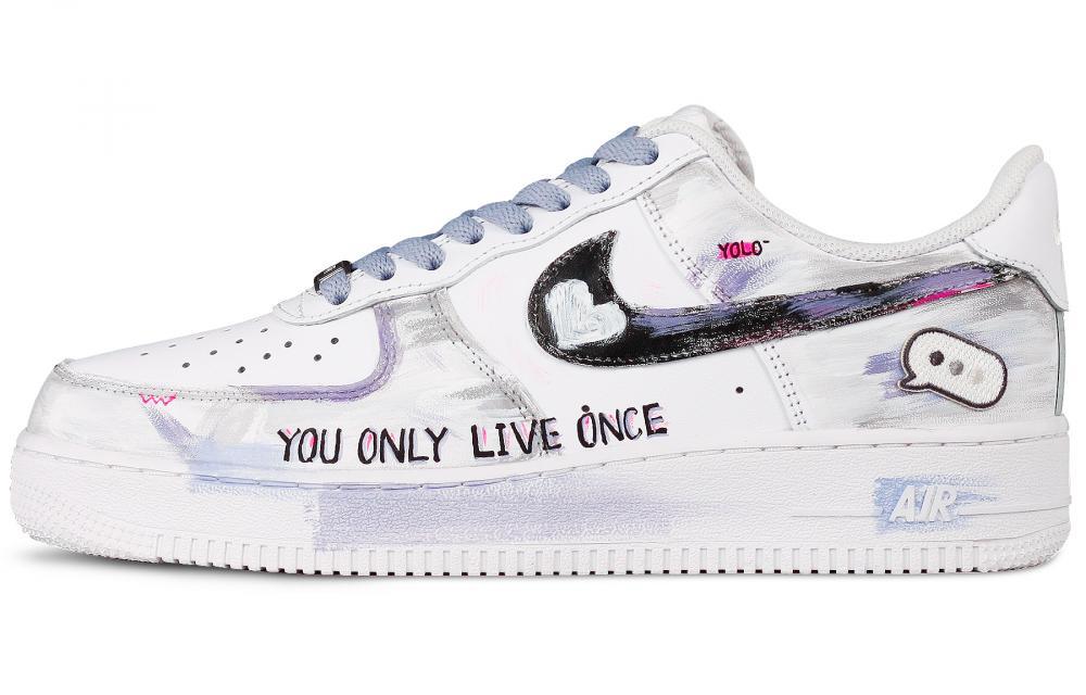 Nike Air Force 1 White Sneakers Anti Slip Wear Resistant Low Top Skateboard Shoes Men's Gray Purple