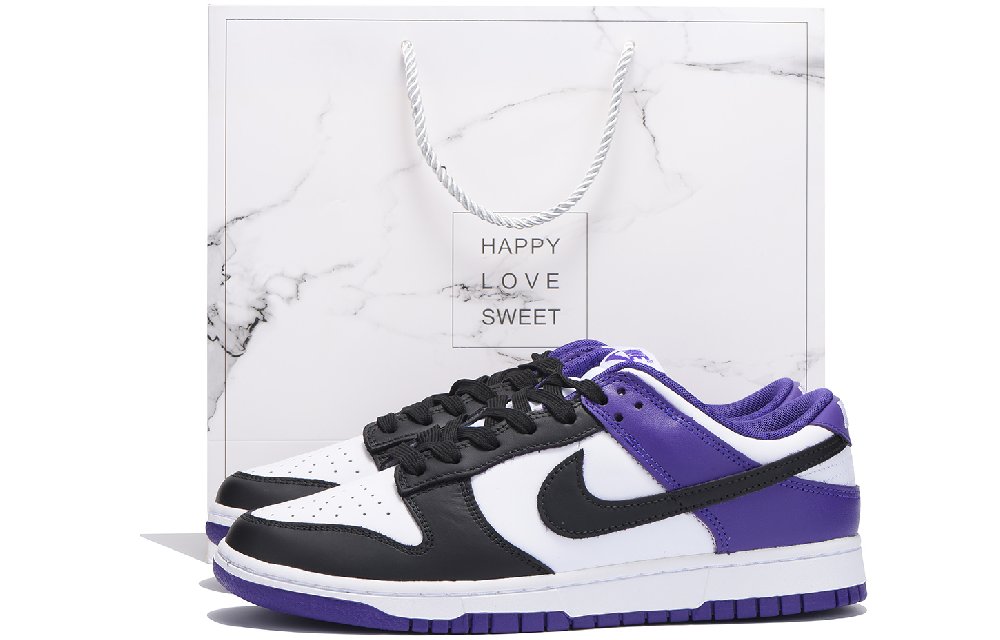 Nike Dunk Anti-Slip Wear-Resistant Low-Top Skateboard Shoes Men's Black Purple