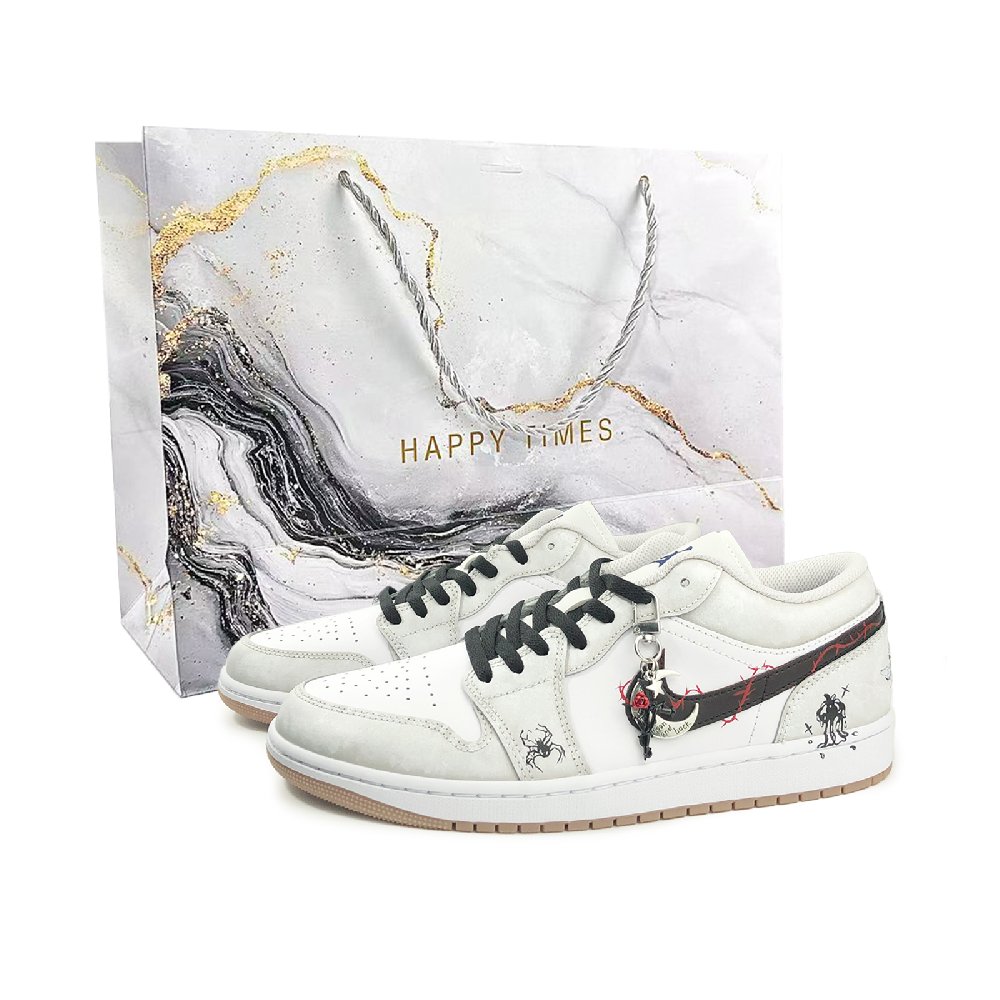 Jordan Air Jordan 1 Rose's Eye Low Top Vintage Basketball Shoes Unisex Light Gray