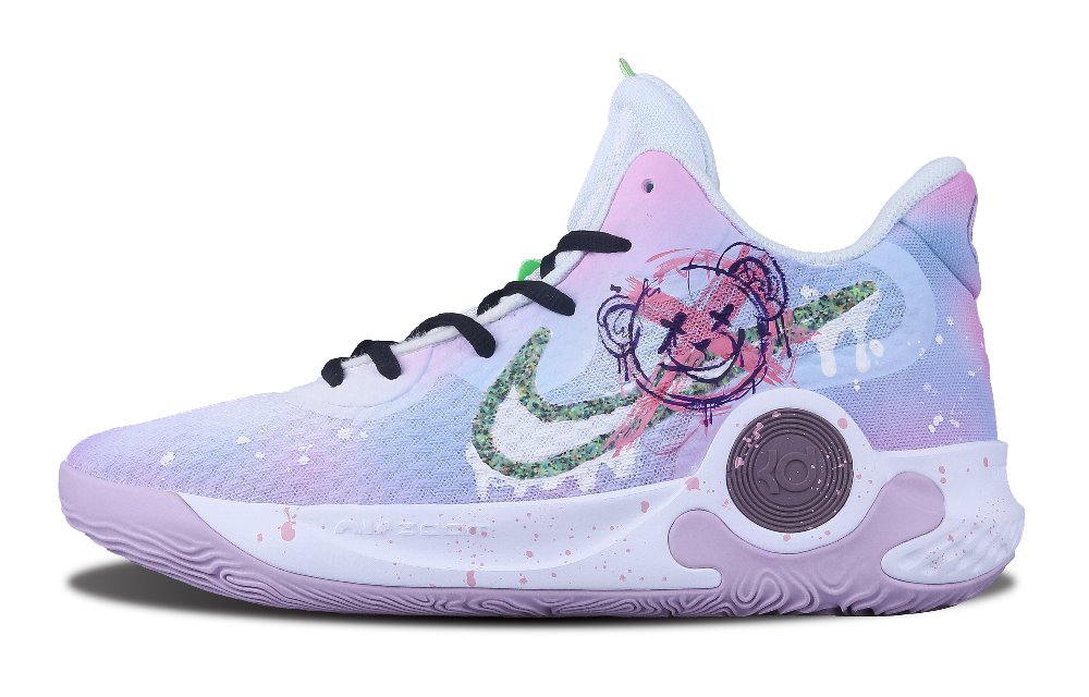 Nike KD Trey 5 IX Cushioning Anti-Slip And Wear-Resistant Balance Mid-Top Zoom Basketball Shoes Men's Blue Pink