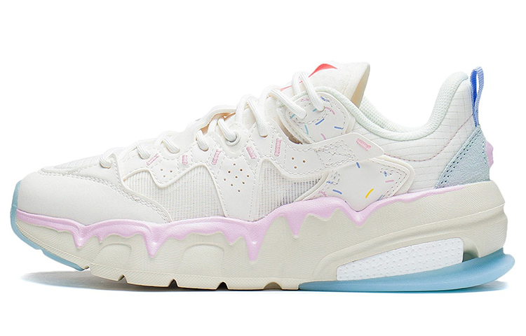 LiNing LN Fle Shock Absorbers Slip Resistant Abrasion Resistant Low Top Sports Casual Shoes Women's Ecru