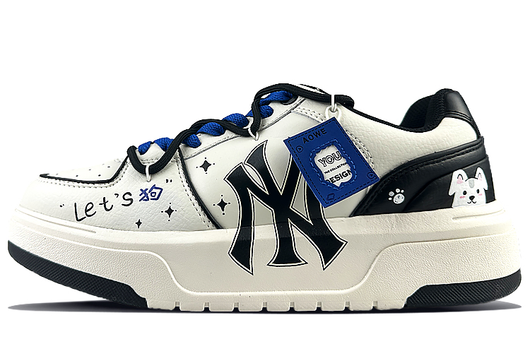 MLB Chunky Liner Anti-Slip And Wear-Resistant Height Increasing Low-Top Skateboard Shoes Unisex Black White