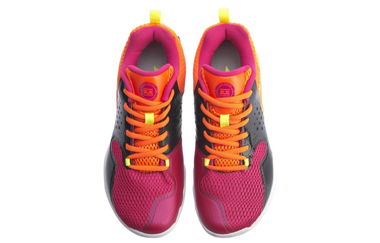 LiNing Battle Halberd TD Rebound Cushioning Breathable Wear-Resistant Low-Top Badminton Shoes Women's Neon Orange