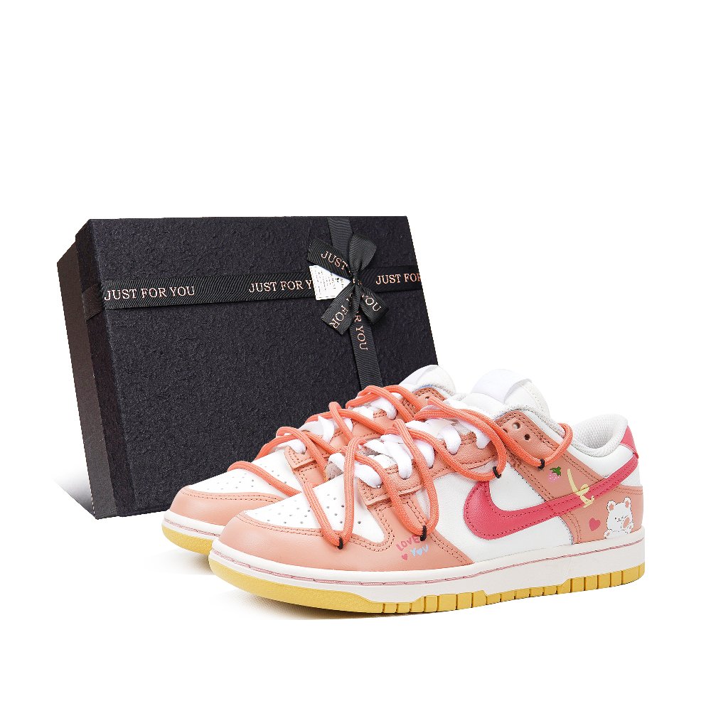 Nike Dunk Low Top Skateboard Shoes Women's Orange Pink