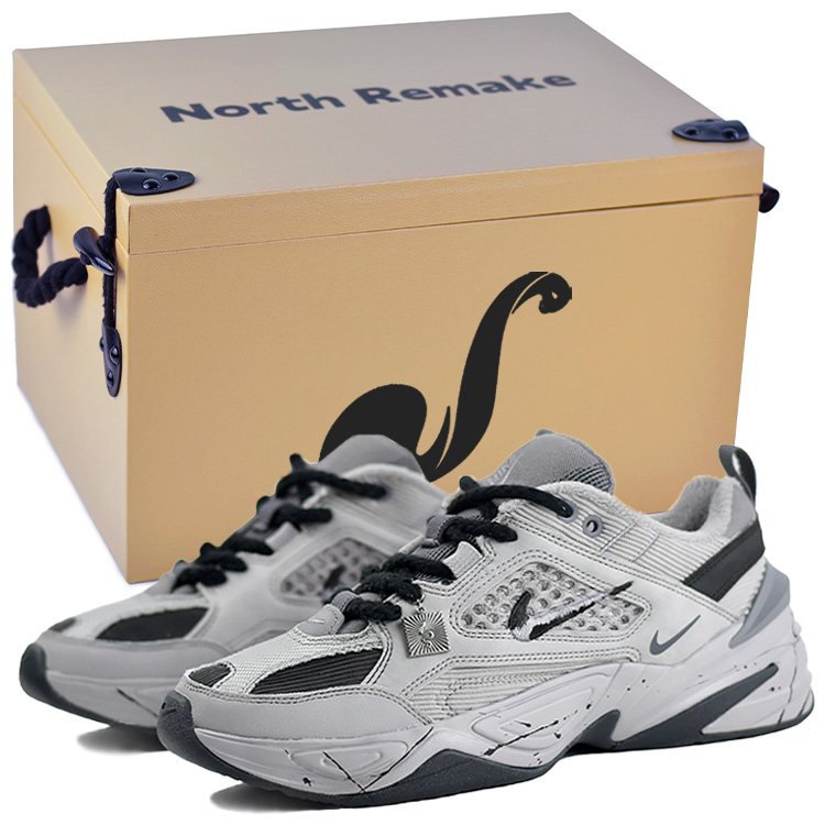 Nike M2K Tekno Anti-Slip Wear-Resistant Low-Top Chunky Sneakers Unisex Gray