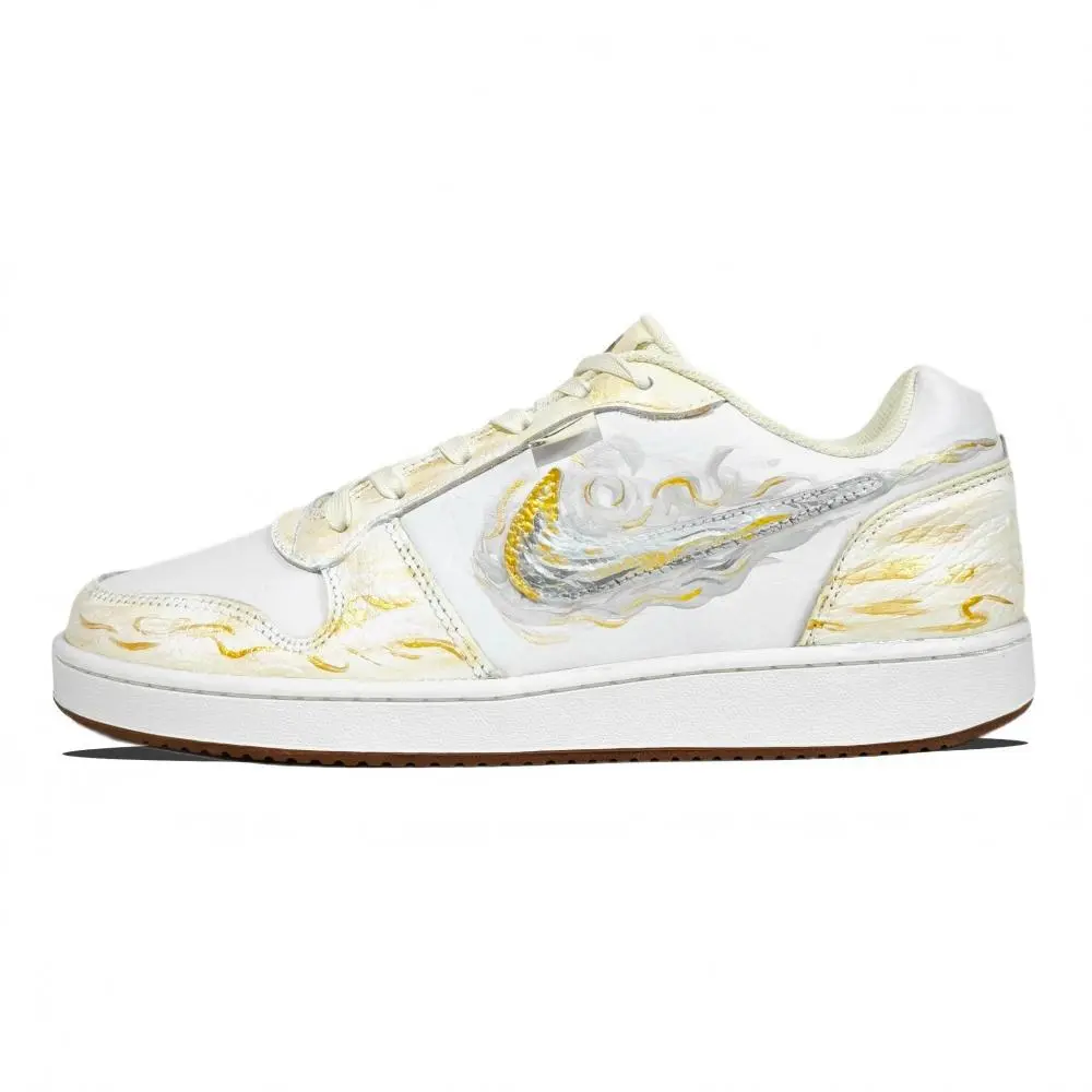 Nike EBERNON Gold Legend Abrasion Resistant Slip Resistant Low top Skateboard Shoes Men's White Gold