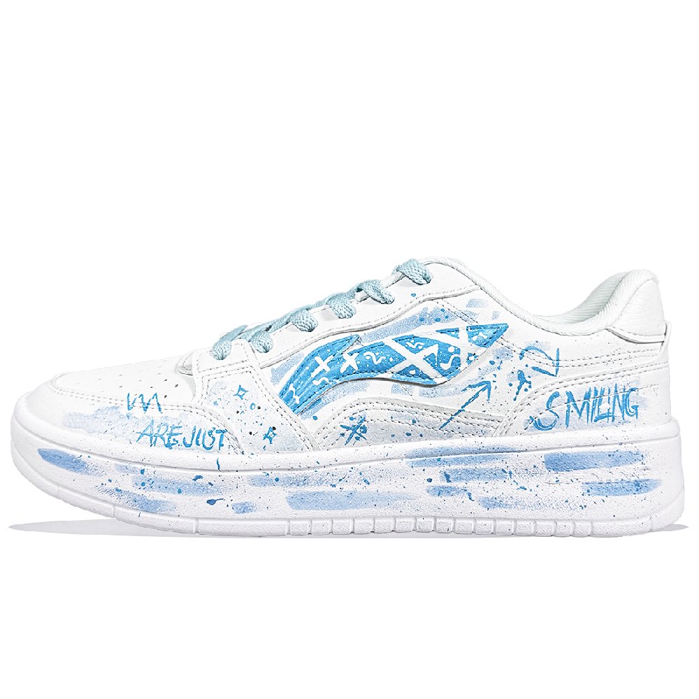 LiNing Acer Truncatum Slip-Resistant Cushioning Abrasion-Resistant Low-Top Skateboard Shoes Men's Blue White