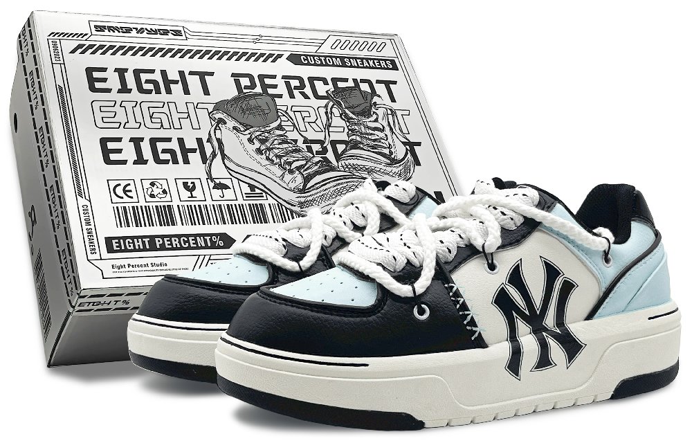 MLB Chunky Liner Wear-Resistant Height Increasing Low-Top Skateboard Shoes Unisex Black Blue