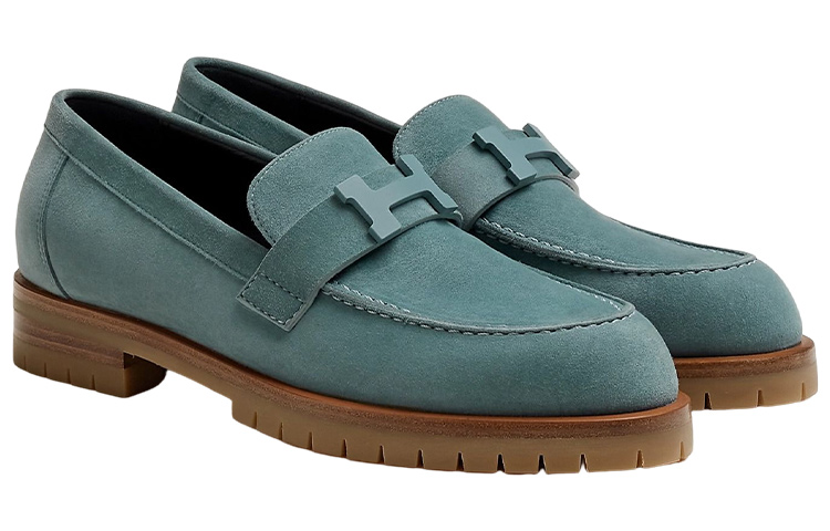 HERMES Faubourg Loafers Women's Blue