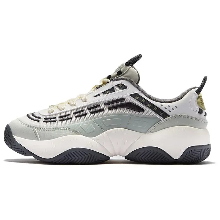 FILA FUSION FIRE Flame Shoes Abrasion Resistant Low Top Vintage Basketball Shoes Men's White Gray