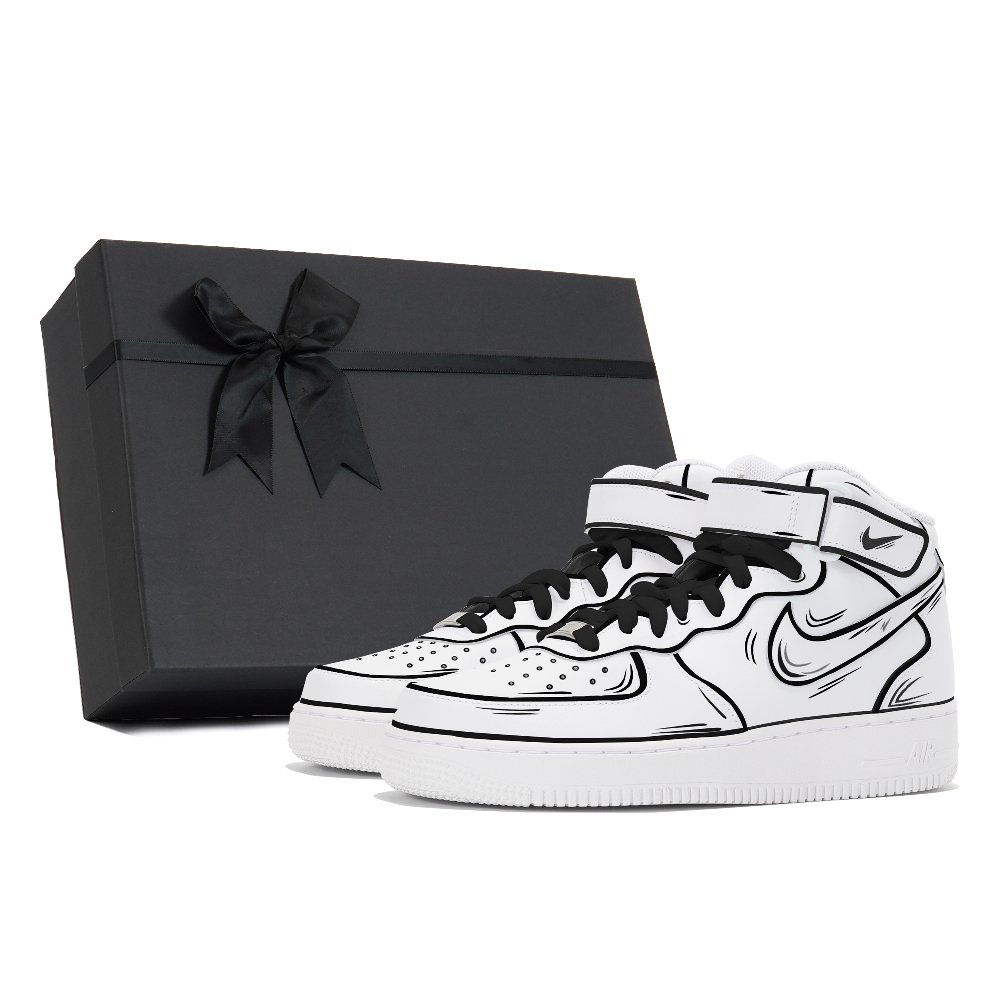 Nike Air Force 1 Coverage Anti-Slip And Wear-Resistant Mid-Top Skateboard Shoes Men's White Black