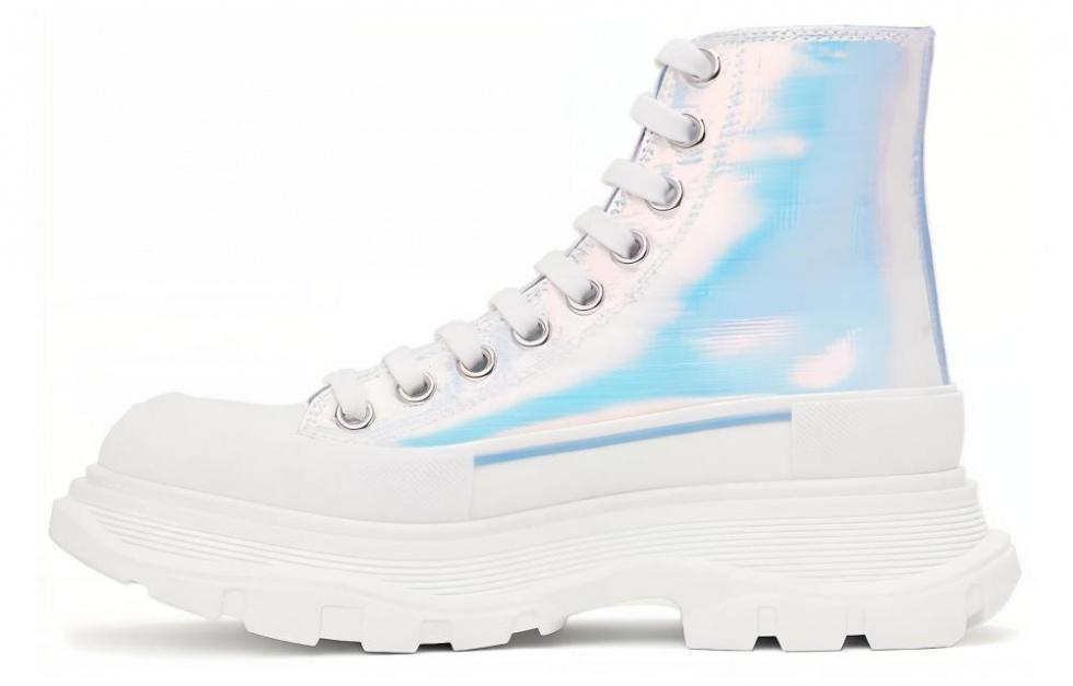 Alexander McQueen Silver Holographic Tread Slick Platform High Sneakers 'White Multi' Women's
