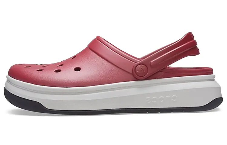 Crocs band Full Force Thick Sole Sandals Red White