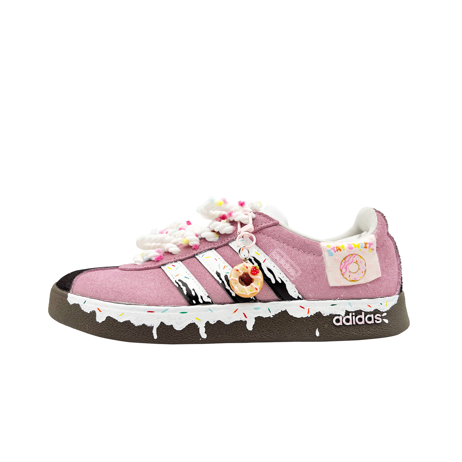 Adidas VL COURT 2.0 Strawberry Chocolates Donut Cushioning, Wear Resistant Low top Skateboard Shoes Unisex Pink