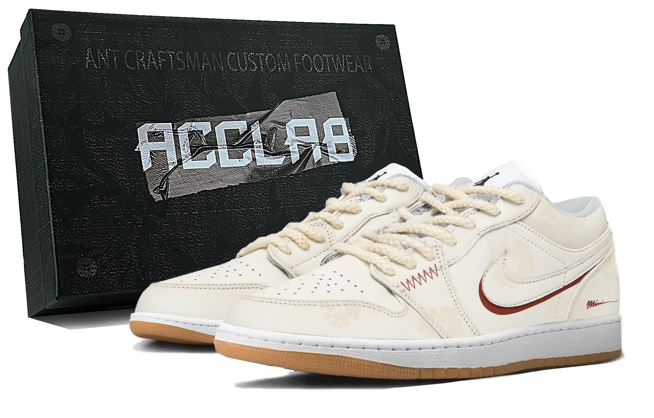 Jordan Air Jordan 1 Abrasion Resistant Low top Vintage Basketball Shoes Unisex Ecru