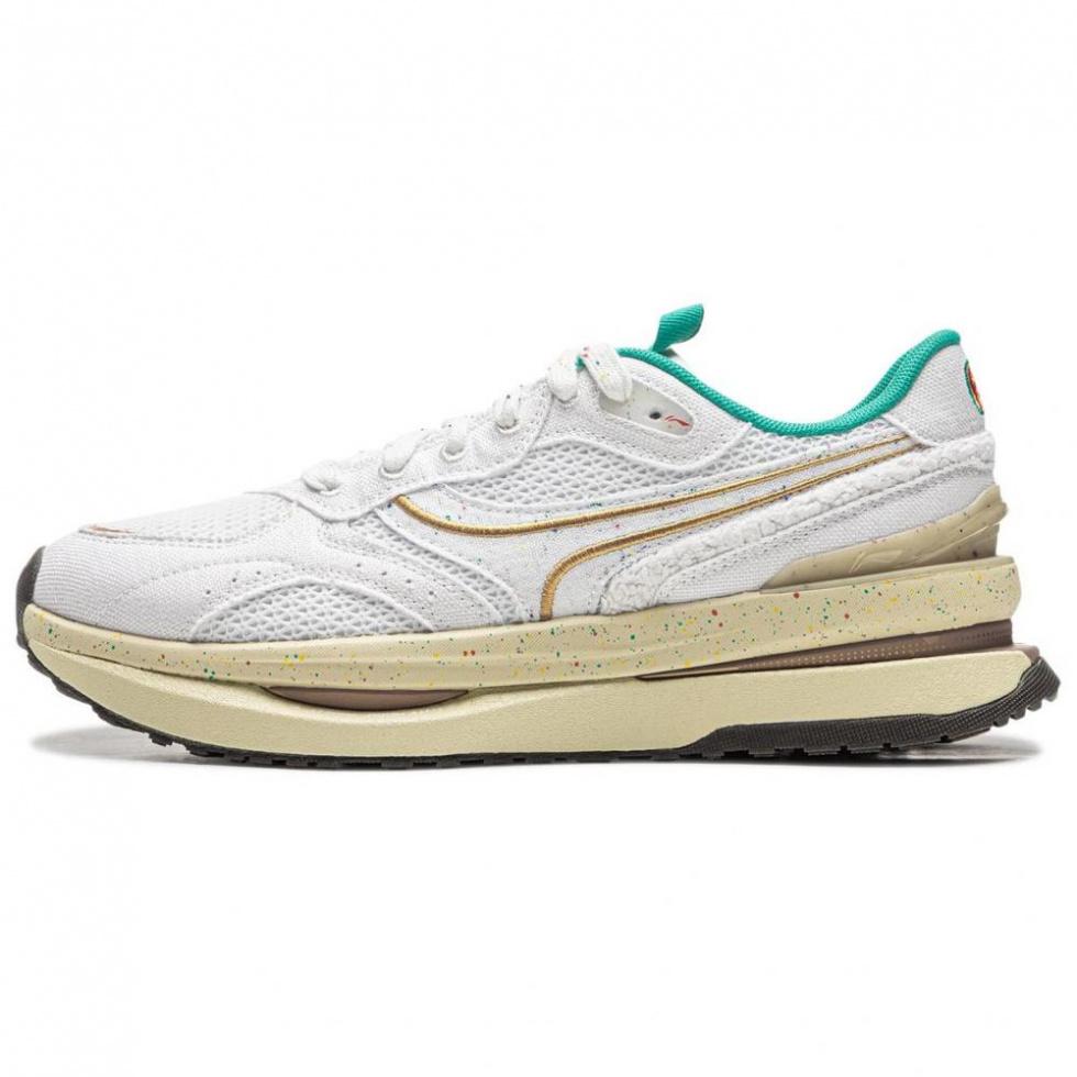 LiNing Anti-Slip Wear-Resistant Low-Top Casual Shoes Unisex White