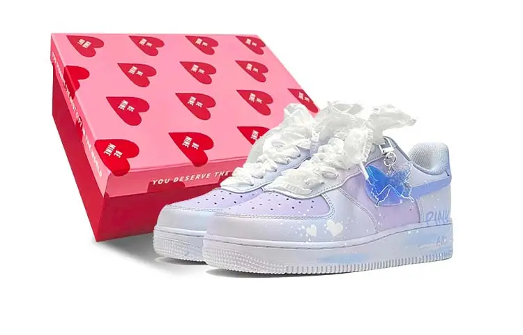 Nike Air Force 1 LE Low top Skateboard Shoes GS Pink Blue